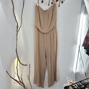 CDC tan strapless jumpsuit
